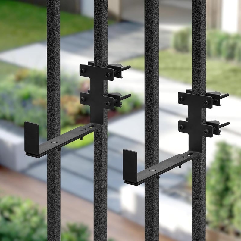 BSWAN Planter Box Bracket, Flower Box Holder Circular and Square Railings Brackets,Adjustable Deck Railing Planter Box Holder for Patio Garden Fence Pergola Balcony (4 Pieces) - Image 5